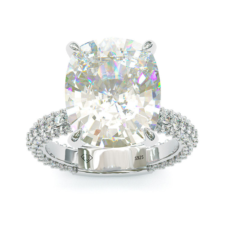Jorrio classic handmade cushion cut created diamond sterling silver wedding ring engagement ring