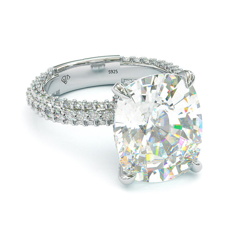 Jorrio classic handmade cushion cut created diamond sterling silver wedding ring engagement ring