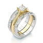 Jorrio princess cut Moissanite two tone anniversary ring wedding ring bridal set