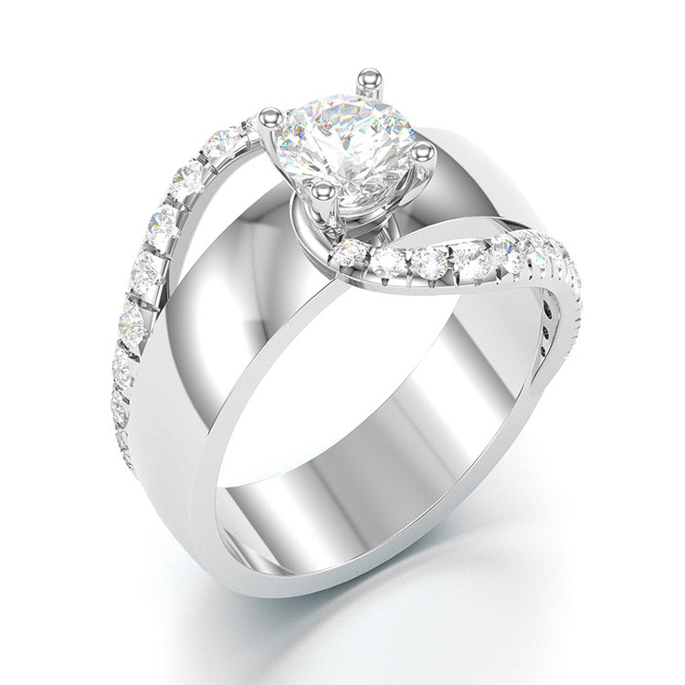Jorrio handmade round cut Moissanite handmade classic anniversary ring wedding ring