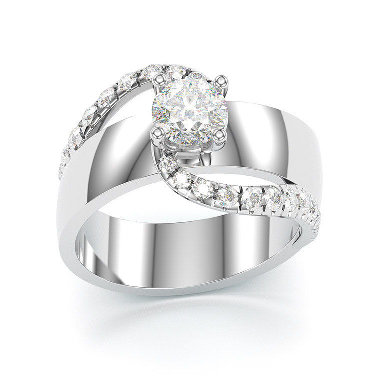 Jorrio handmade round cut Moissanite handmade classic anniversary ring wedding ring