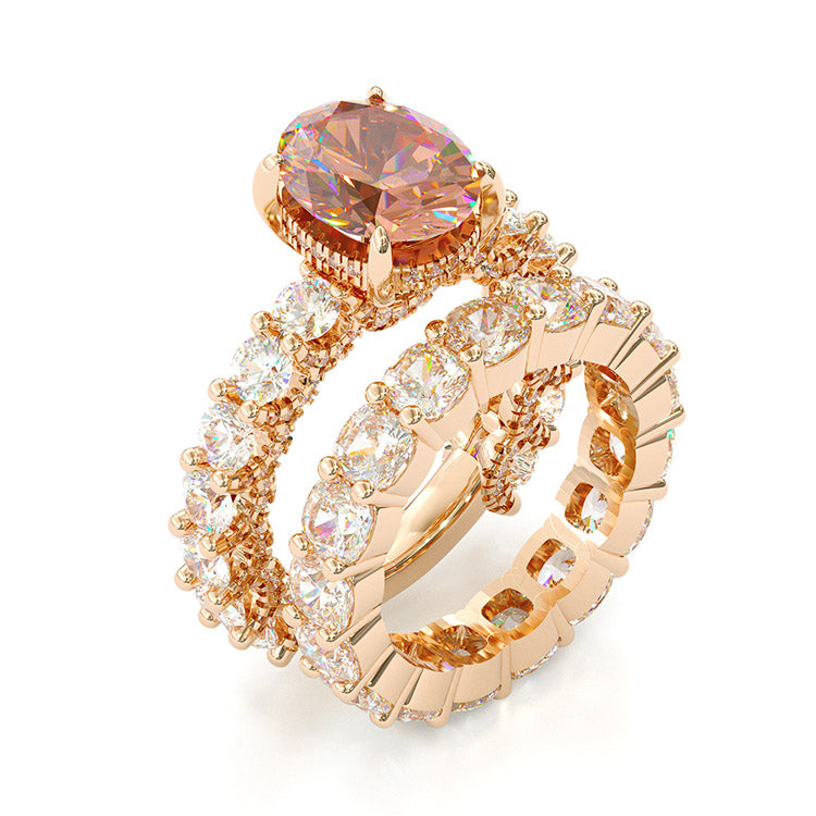 Jarrio Rings Jorrio handmade oval cut vintage Champagne sterling silver wedding rin ...