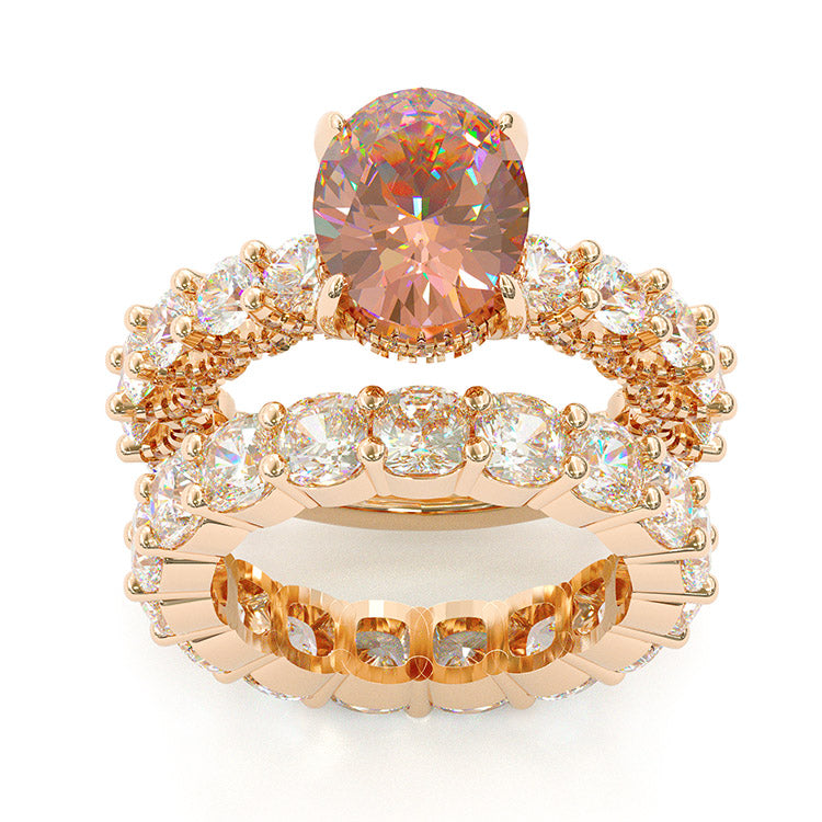 Jarrio Rings Jorrio handmade oval cut vintage Champagne sterling silver wedding rin ...