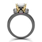 Jorrio handmade radiant cut black diamond with three skulls Halloween ring