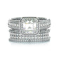 Jorrio handmade vintage princess cut halo created diamond  sterling silver wedding ring bridal set