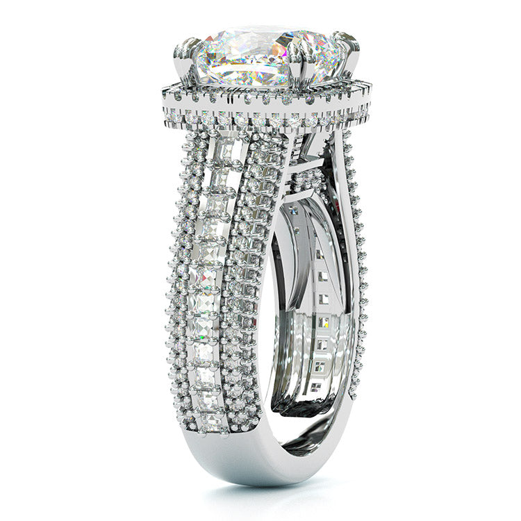 Jorrio handmade cushion cut halo sterling silver wedding ring engagement ring