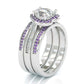 Jorrio Vintage Heart Cut Amethyse Halo Handmade Created Diamond  Sterling Silver Engagement Ring Wedding Ring