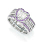 Jorrio Vintage Heart Cut Amethyse Halo Handmade Created Diamond  Sterling Silver Engagement Ring Wedding Ring