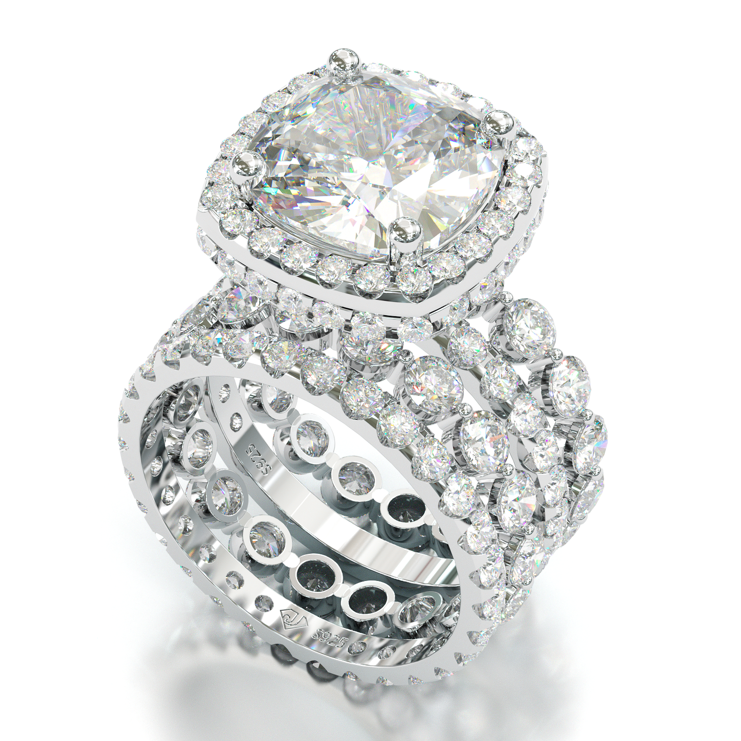 Cushion cut halo bridal 2025 set