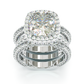 Jorrio handmade classic 3 pieces cushion cut sterling silver bridal set wedding ring