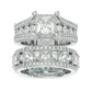 Jorrio handmade created diamond princess cut sterling silver wedding ring bridal set