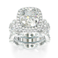 Jorrio handmade created diamond cushion cut sterling silver bridal set