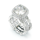 Jorrio handmade created diamond cushion cut sterling silver bridal set