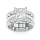 Jorrio handmade princess cut 2 pcs sterling silver wedding ring bridal set