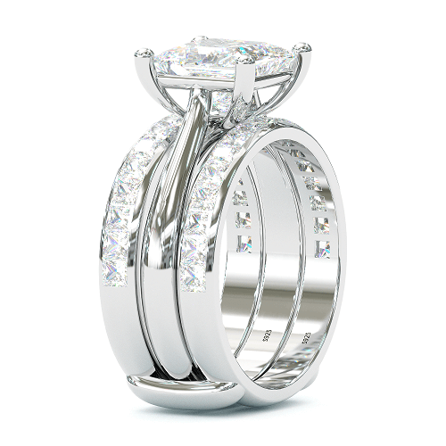 Jorrio handmade princess cut Moissanite anniversary ring wedding ring bridal set