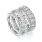 Jorrio handmade created diamond radiant cut halo wedding ring 3pcs bridal set