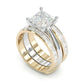 Jorrio handmade princess cut Moissanite two tone anniversary ring wedding ring bridal set