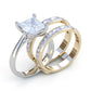 Jorrio princess cut 2 pcs sterling silver two tone wedding ring bridal set