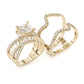 Jorrio handmade vintage princess cut anniversary ring wedding ring gold bridal set