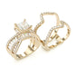 Jorrio handmade vintage princess cut anniversary ring wedding ring gold bridal set