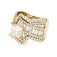 Jorrio handmade vintage princess cut anniversary ring wedding ring gold bridal set