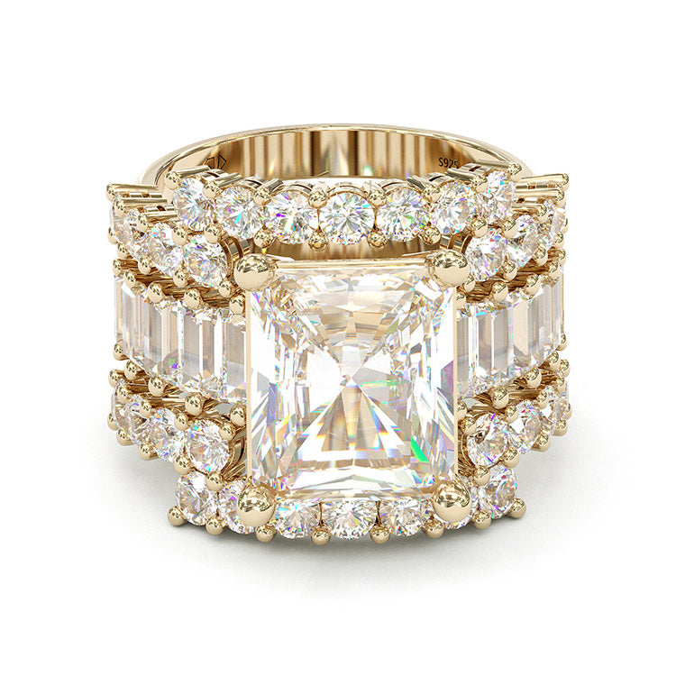 Jarrio Rings Jorrio handmade created diamond radiant cut vintage wedding ring 3pcs ...