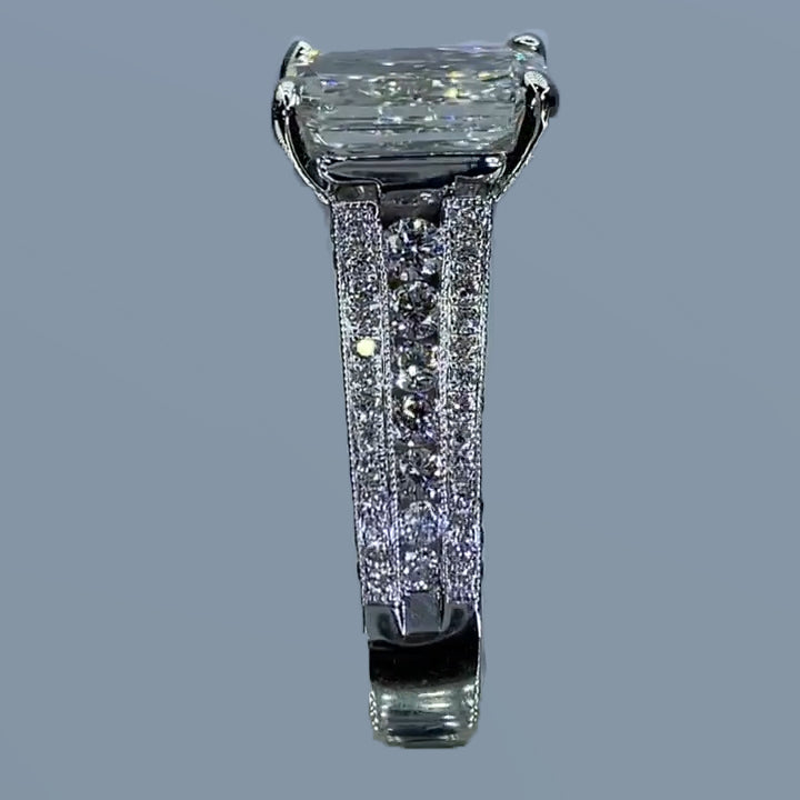 Jorrio handmade radiant cut vintage sterling silver wedding ring engagement ring